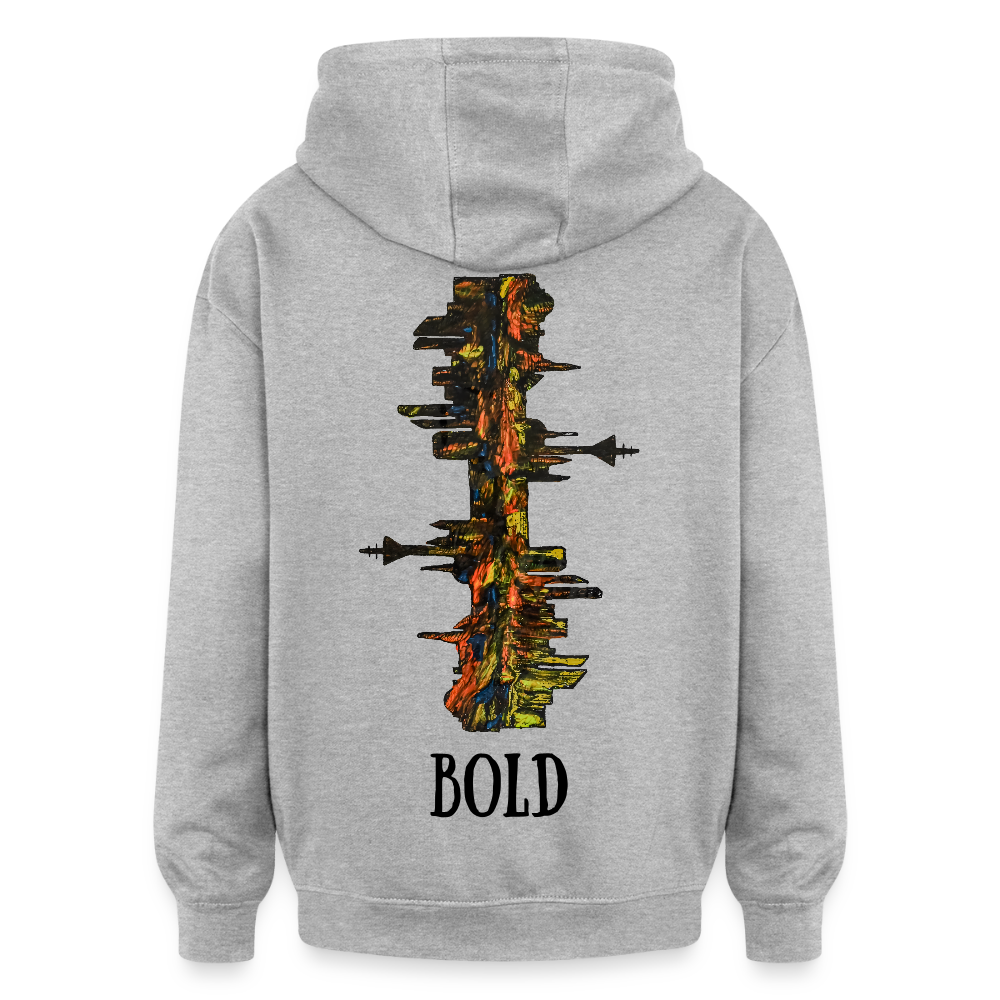 Oversized Unisex Hoodie Düsseldorfer Skyline Backprint - Grau meliert