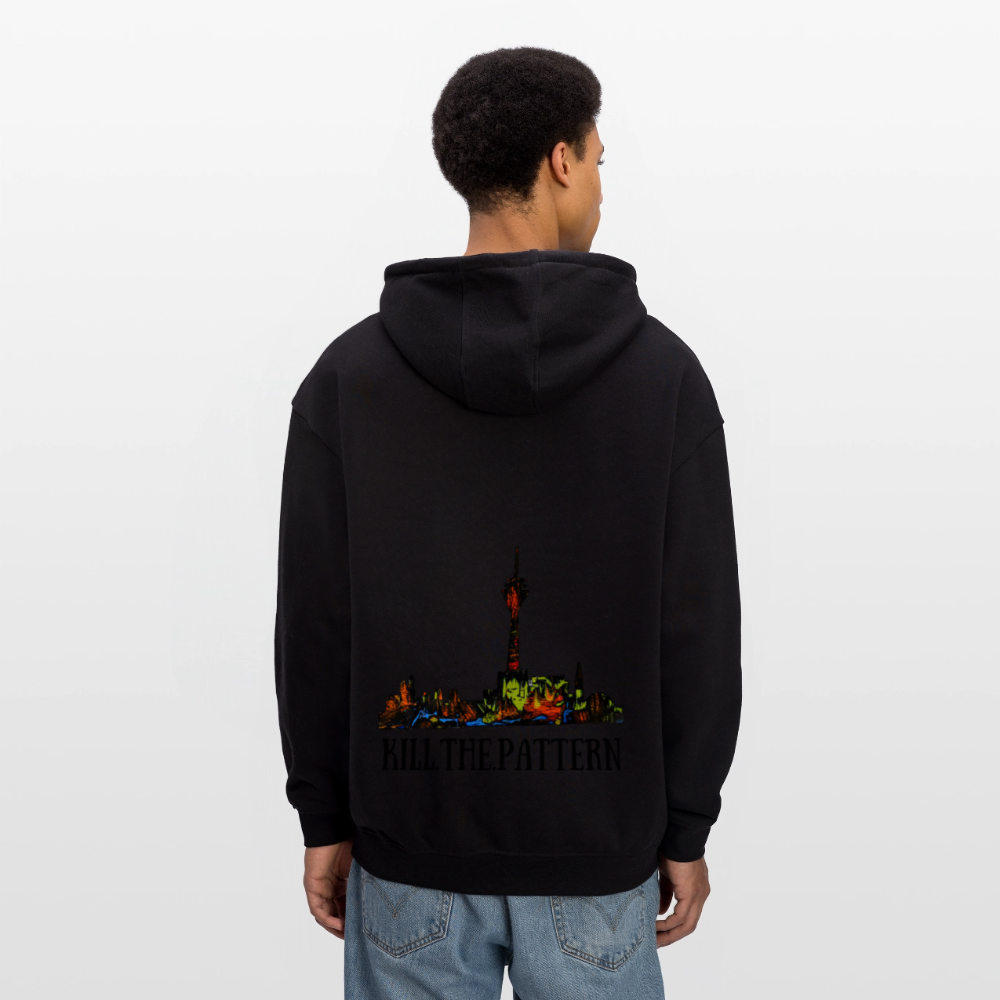 Oversized Unisex Hoodie Düsseldorfer Skyline Backprint - Schwarz
