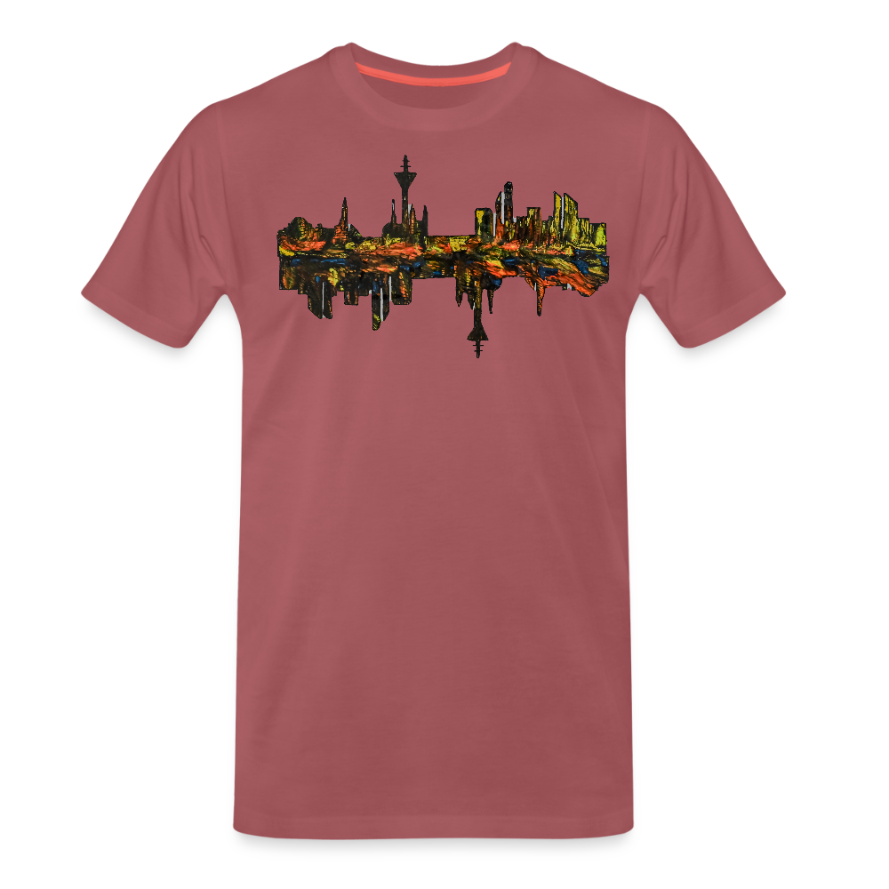 Männer Premium T-Shirt Düsseldorfer Skyline V.3 - washed Burgundy