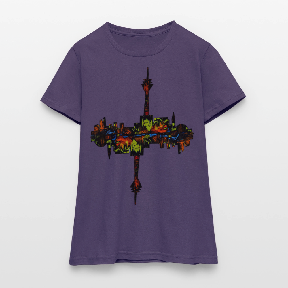 Frauen T-Shirt Düsseldorfer Skyline V.7 - Dunkellila