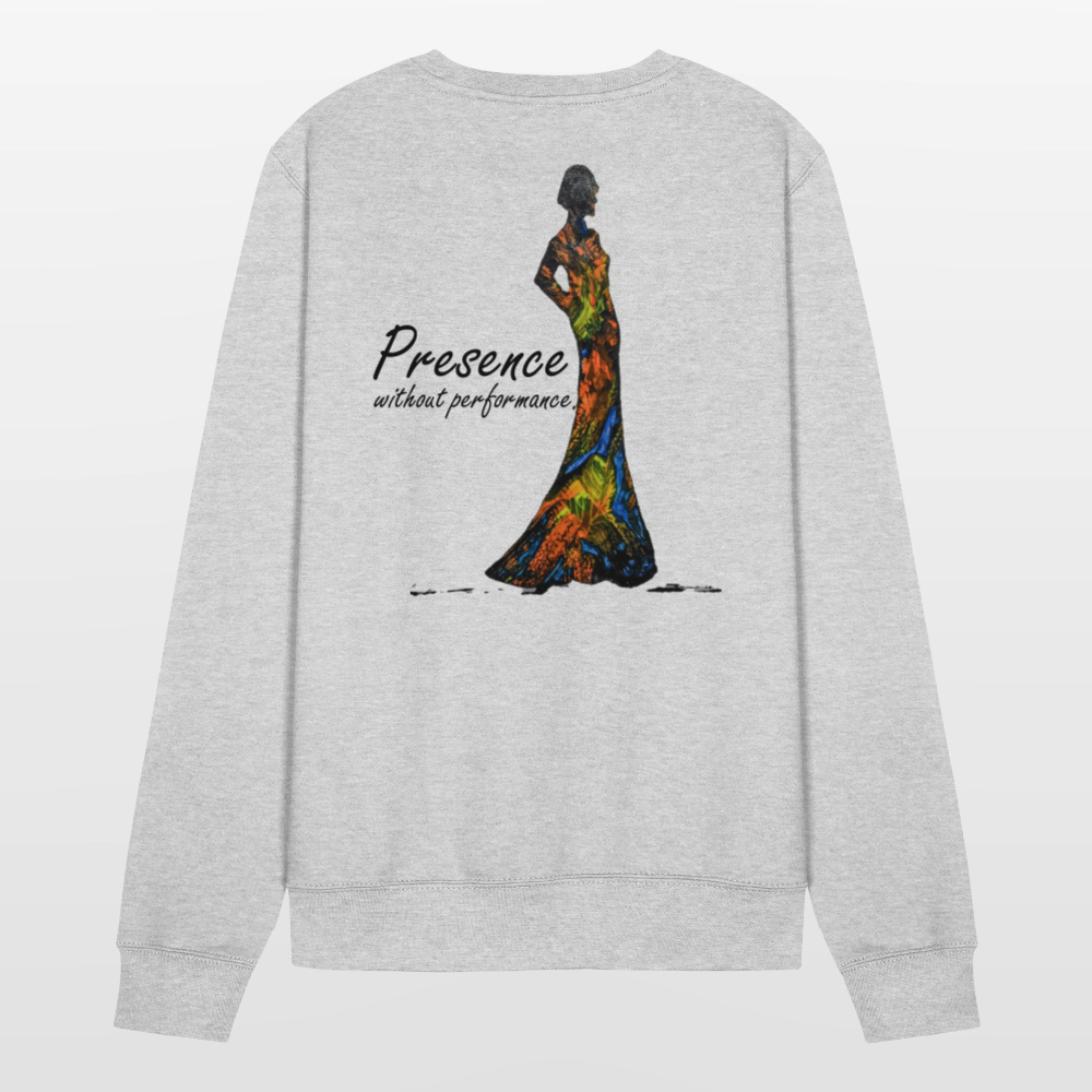 Unisex Pulli Presence Backprint - Weißgrau meliert