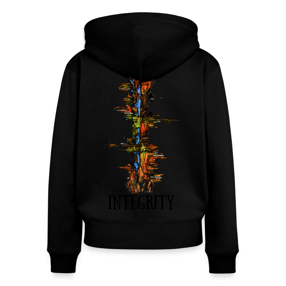 Frauen Kapuzenjacke Düsseldorfer Skyline Backprint - Schwarz