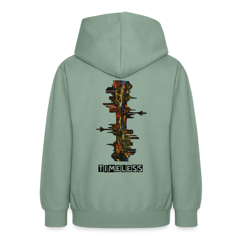 Teenager Hoodie Düsseldorfer Skyline Backprint - Graugrün