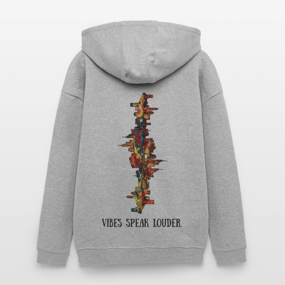 Oversized Unisex Hoodie Frankfurter Skyline Backprint - Grau meliert