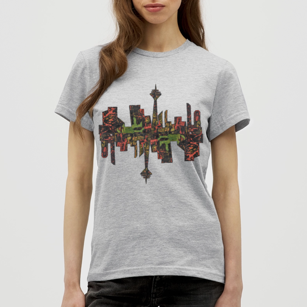 Frauen T-Shirt Düsseldorfer Skyline V.9 - Grau meliert