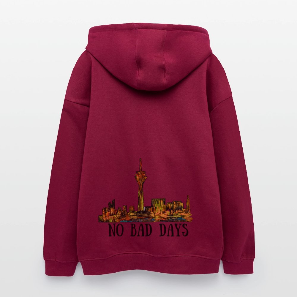 Oversized Unisex Hoodie Düsseldorfer Skyline Backprint - Burgunderrot