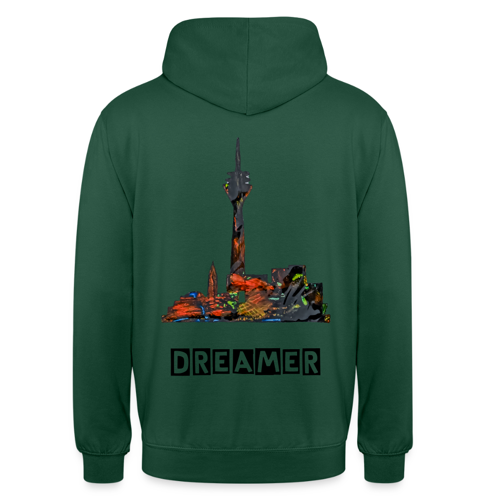 Unisex Hoodie Düsseldorferskyline Backprint - Flaschengrün