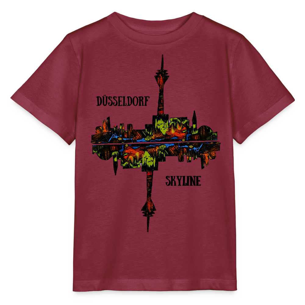 Unisex Kinder T-Shirt Düsseldorfer Skyline V.7 - Burgunderrot