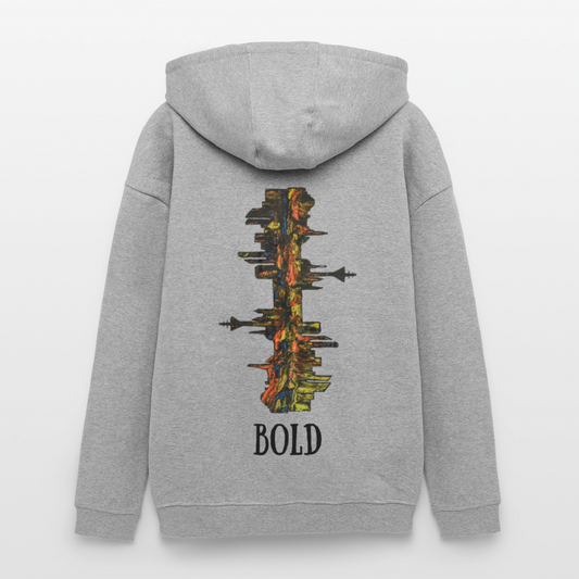 Oversized Unisex Hoodie Düsseldorfer Skyline Backprint - Grau meliert