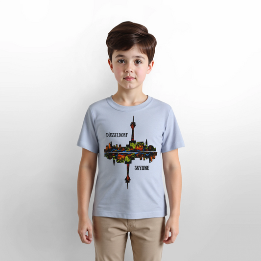 Unisex Kinder T-Shirt Düsseldorfer Skyline V.7 - Lavendel-Violett
