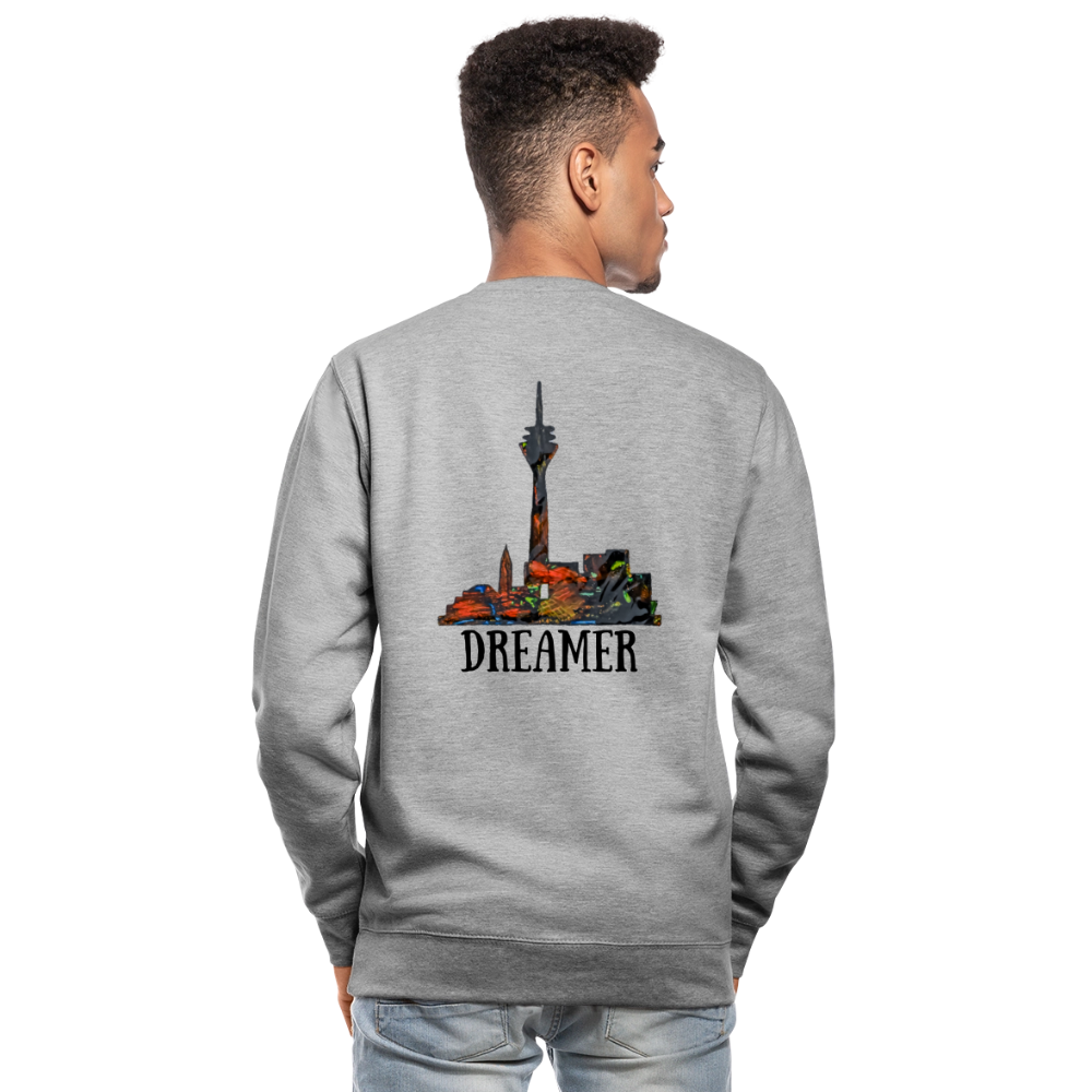 Unisex Pulli Düsseldorferskyline Backprint - Weißgrau meliert