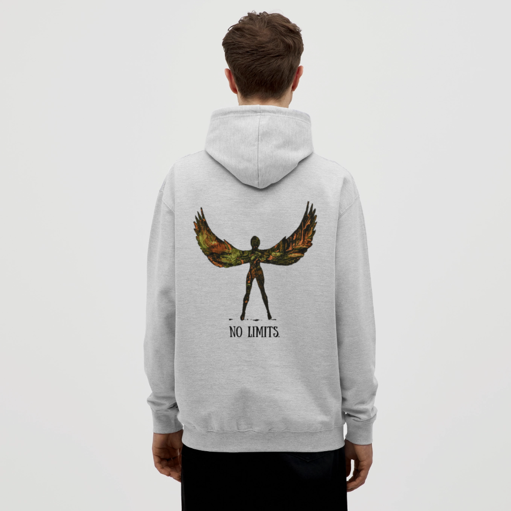 Unisex Hoodie Angel Backprint - Hellgrau meliert