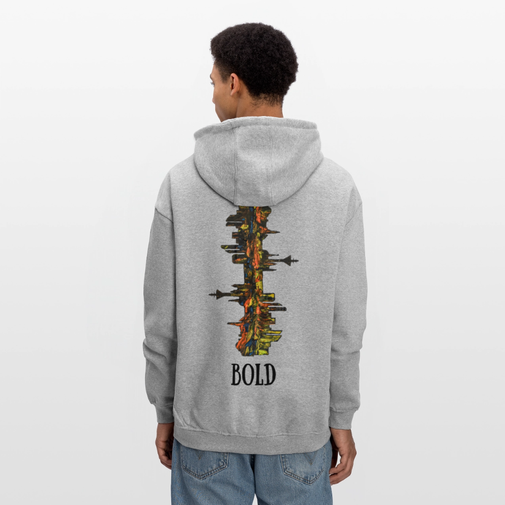 Oversized Unisex Hoodie Düsseldorfer Skyline Backprint - Grau meliert