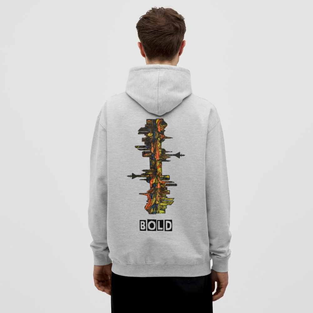 Unisex Hoodie Düsseldorfer Skyline Backprint - Hellgrau meliert