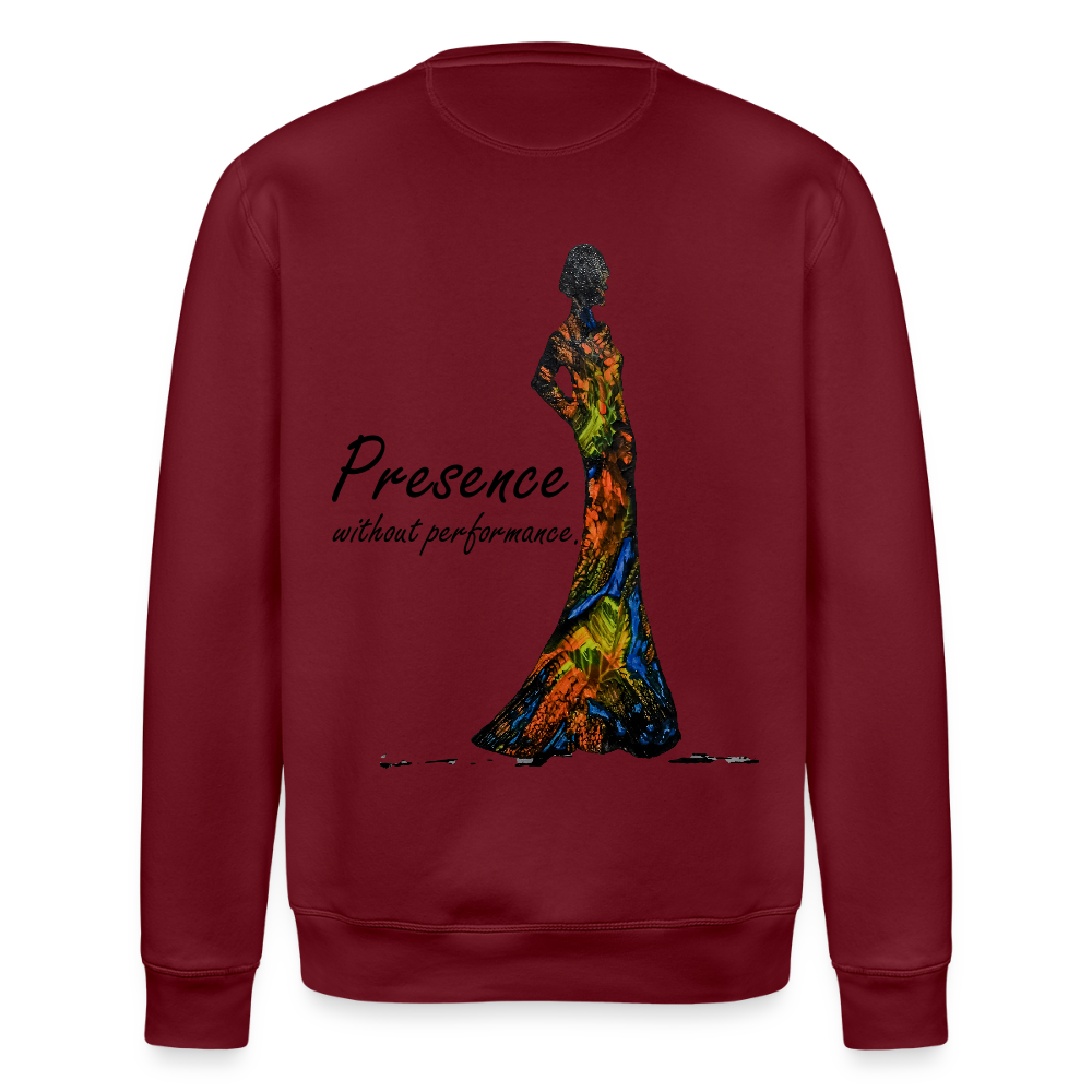 Unisex Bio Pullover Presence Backprint - Burgunderrot