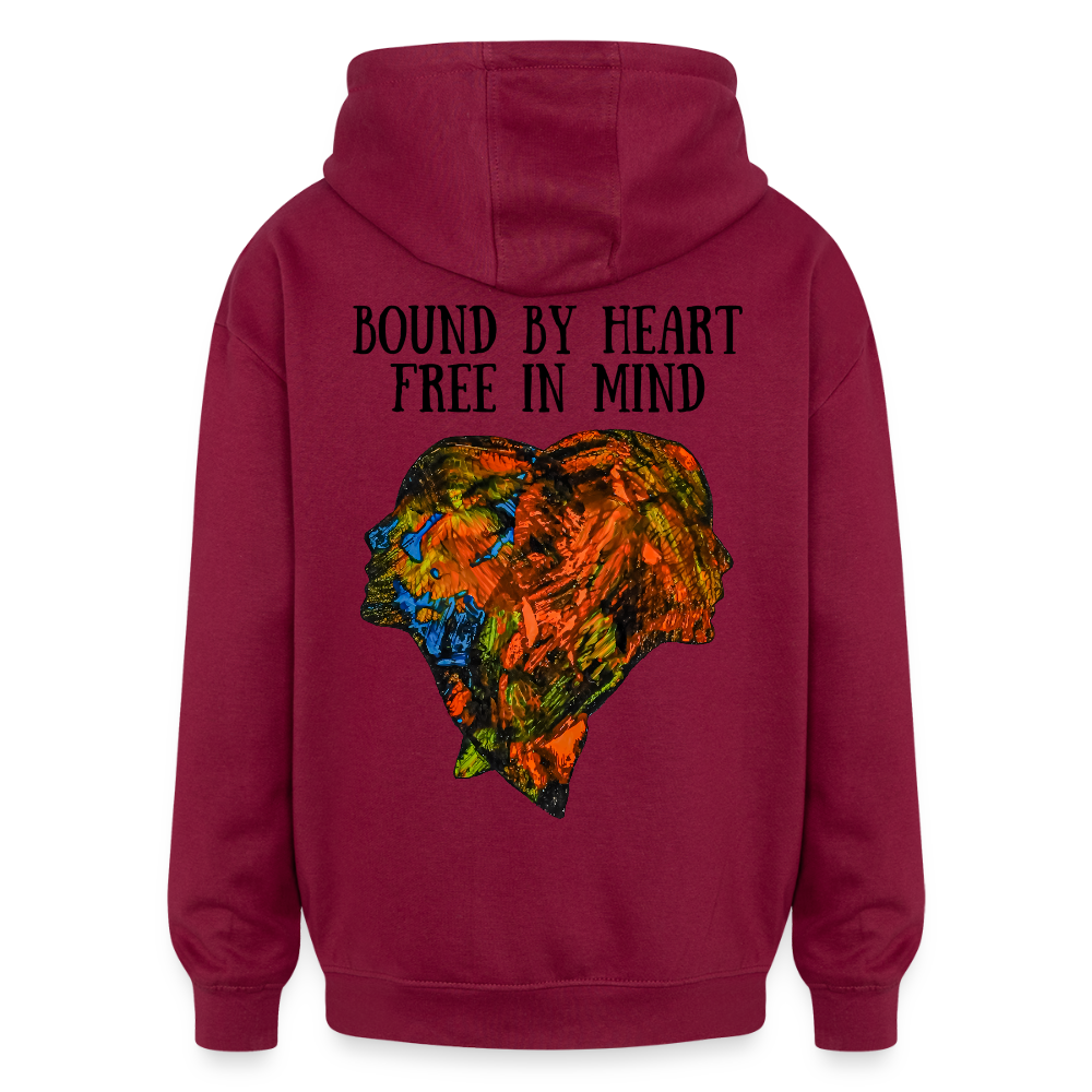 Oversized Unisex Hoodie Espejo Backprint - Burgunderrot