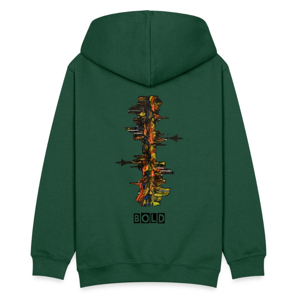 Teenager Hoodie Düsseldorfer Skyline Backprint - Flaschengrün