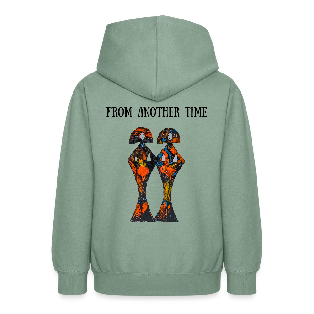 Teenager Hoodie Geishas Backprint - Graugrün