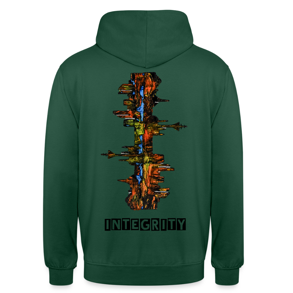 Unisex Hoodie Düsseldorfer Skyline Backprint - Flaschengrün