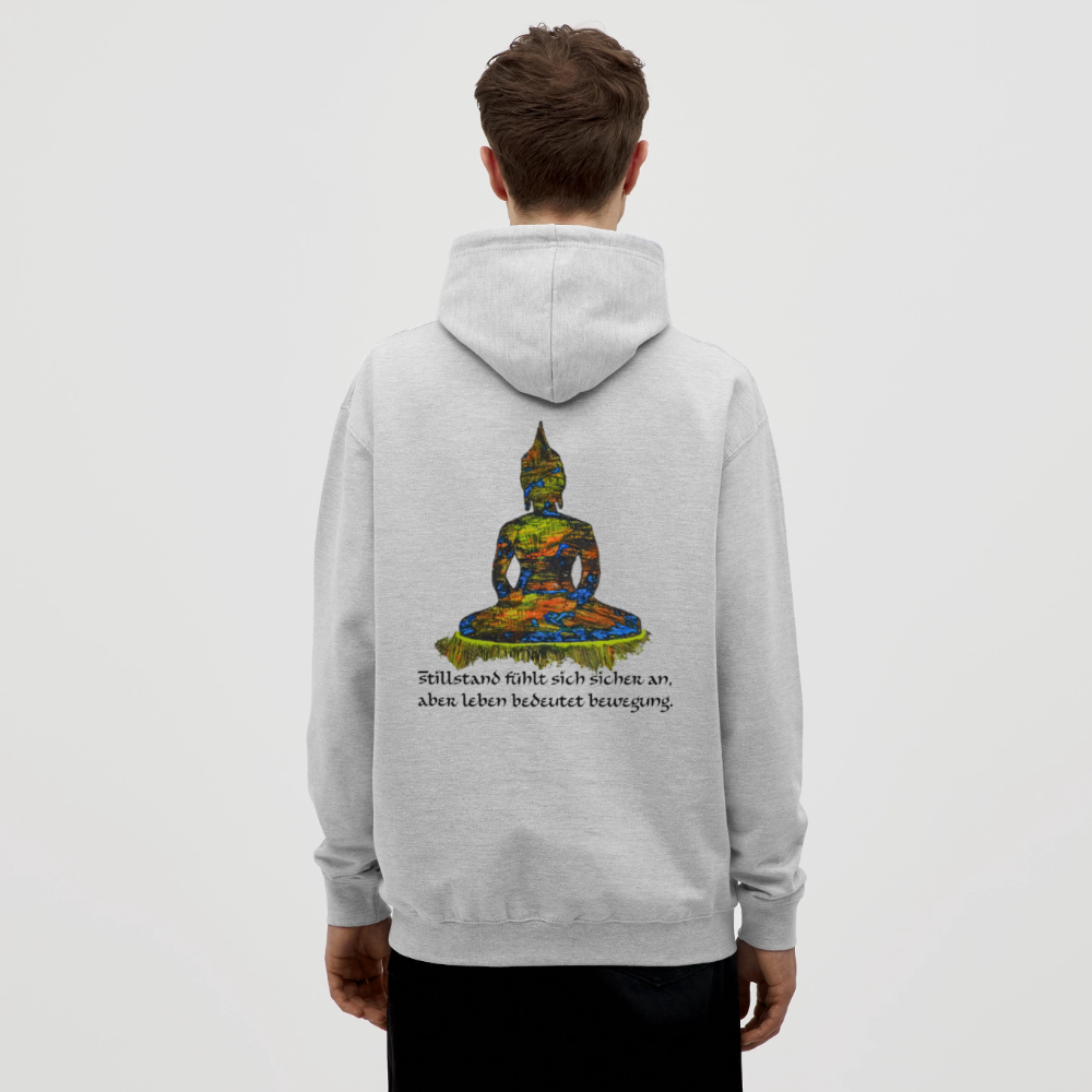 Unisex Hoodie Buddha Backprint - Hellgrau meliert