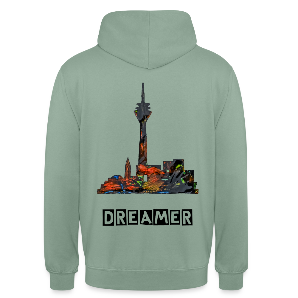 Unisex Hoodie Düsseldorferskyline Backprint - Graugrün