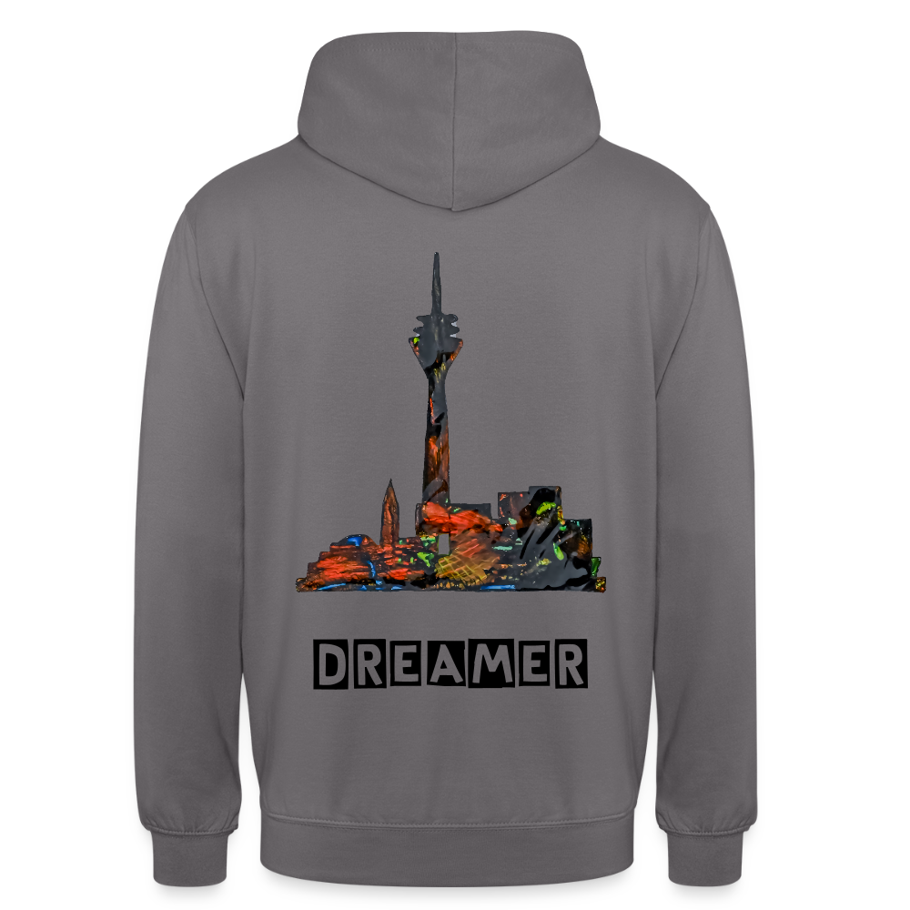 Unisex Hoodie Düsseldorferskyline Backprint - Mittelgrau