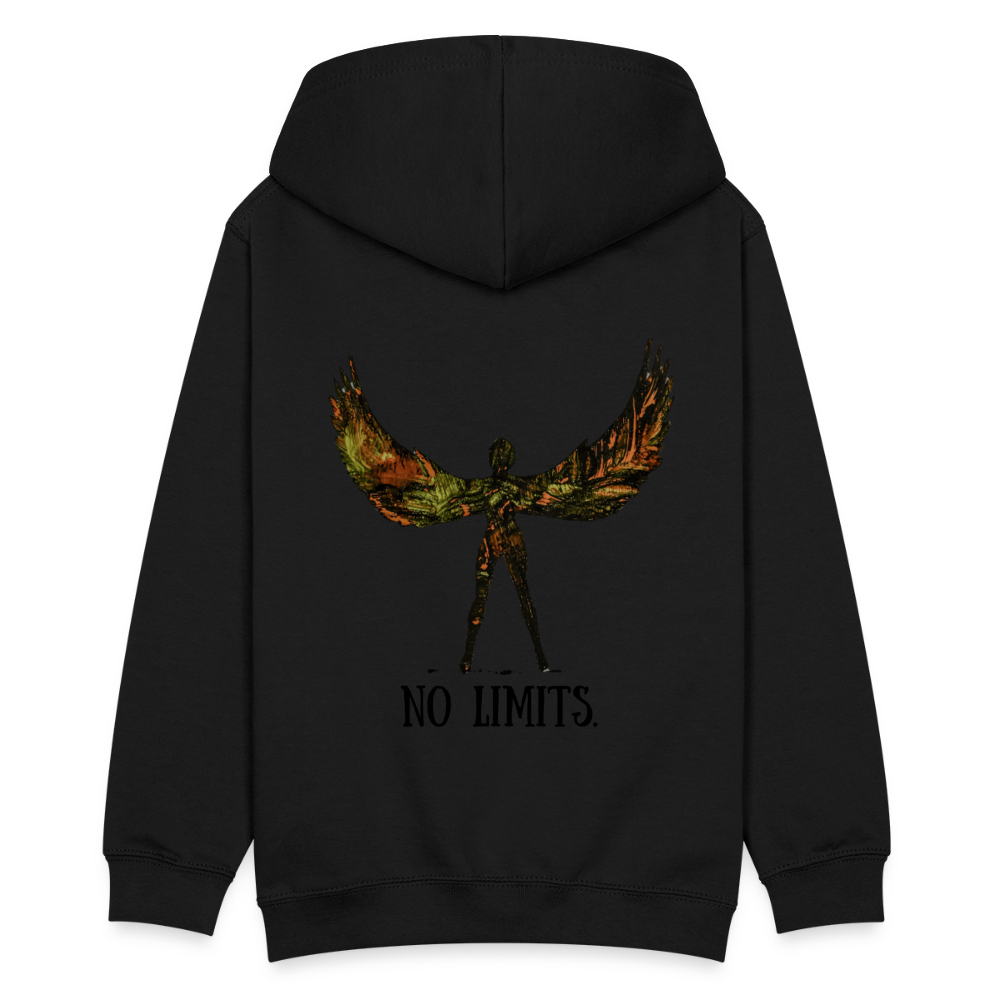 Teenager Hoodie Angel Backprint - Schwarz