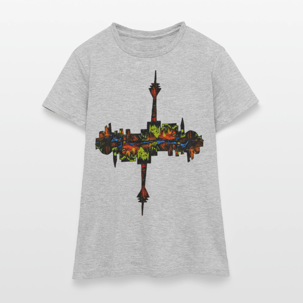Frauen T-Shirt Düsseldorfer Skyline V.7 - Grau meliert