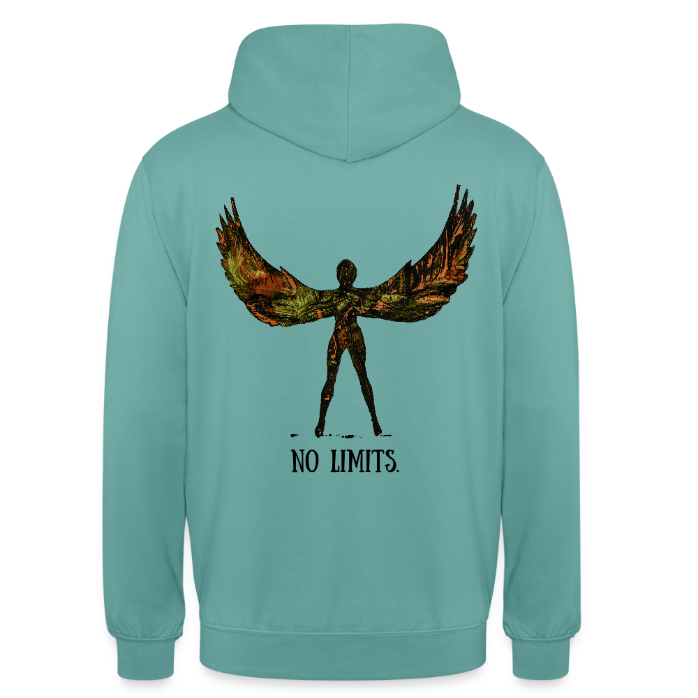 Unisex Hoodie Angel Backprint - Pastelltürkis