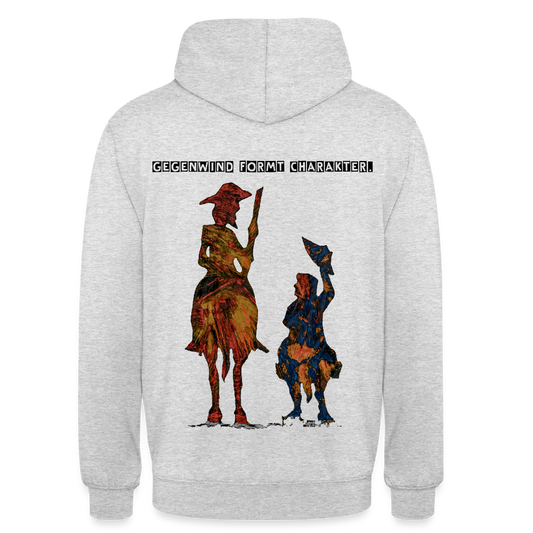 Unisex Hoodie Don Quixote Backprint - Hellgrau meliert