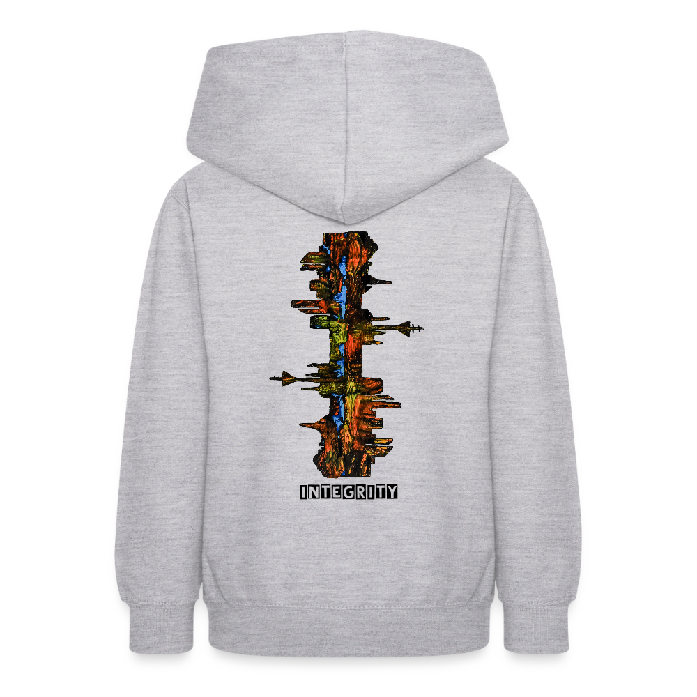 Teenager Hoodie Düsseldorfer Skyline Backprint - Hellgrau meliert