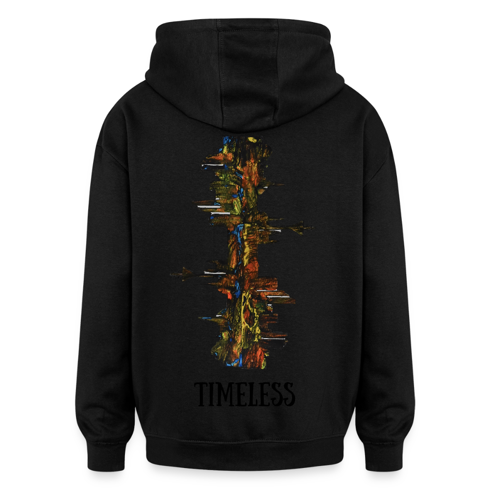 Oversized Unisex Hoodie Düsseldorfer Skyline Backprint - Schwarz