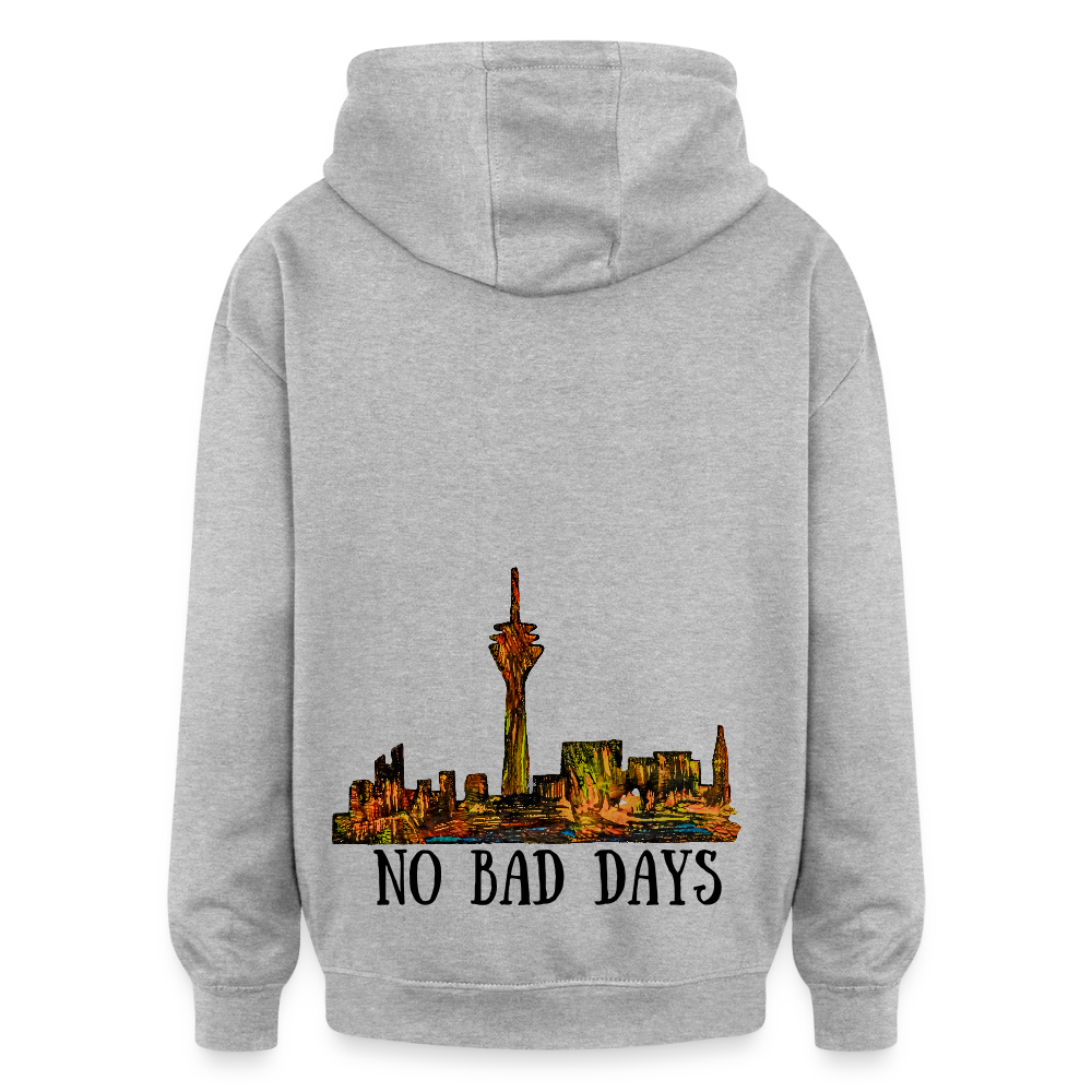 Oversized Unisex Hoodie Düsseldorfer Skyline Backprint - Grau meliert