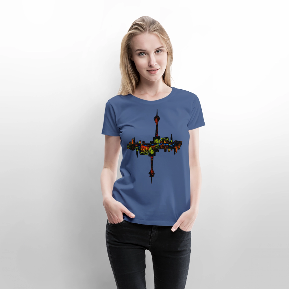 Frauen Premium T-Shirt Düsseldorfer Skyline V.7 - Taubenblau