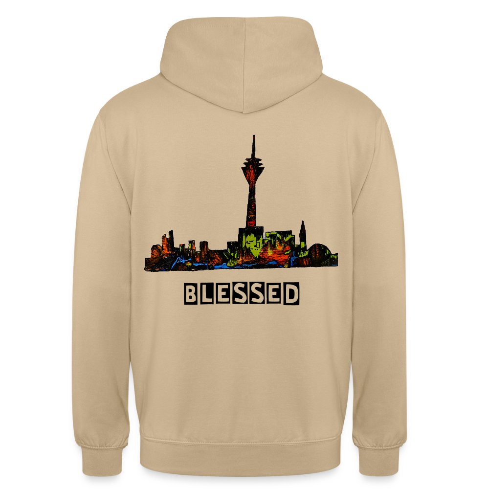 Unisex Hoodie Düsseldorfer Skyline Backprint - Beige