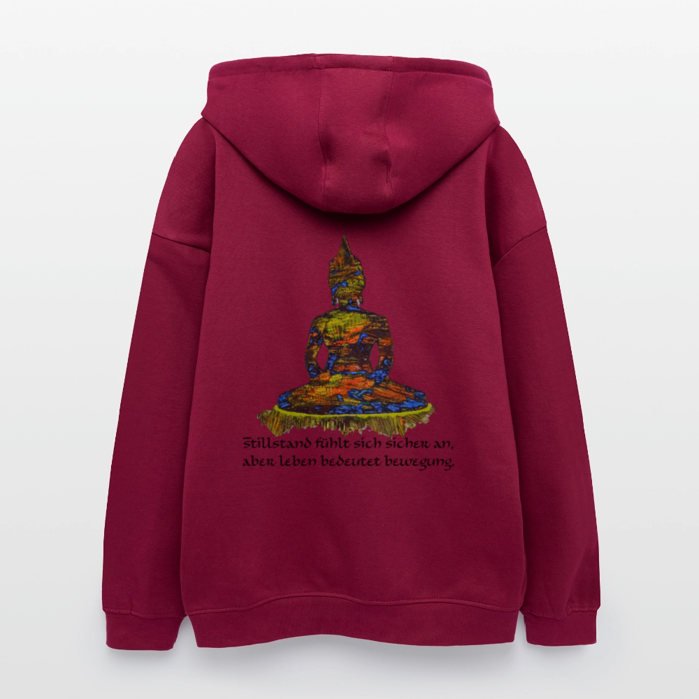 Oversized Unisex Hoodie Buddha Backprint - Burgunderrot