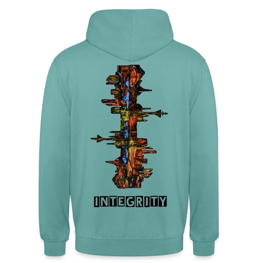 Unisex Hoodie Düsseldorfer Skyline Backprint - Pastelltürkis