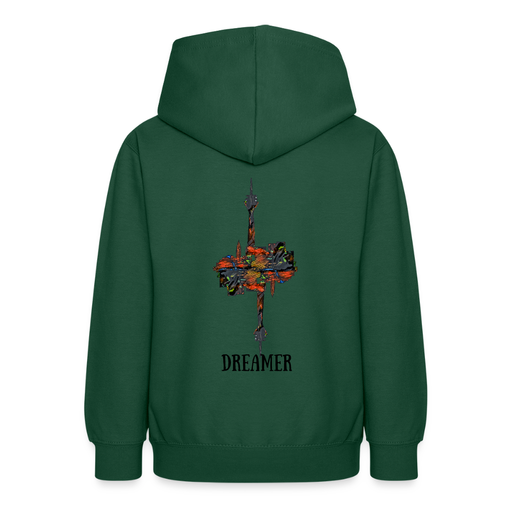 Teenager Hoodie Düsseldorferskyline Backprint - Flaschengrün