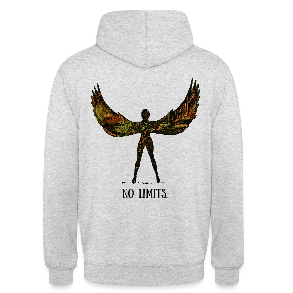 Unisex Hoodie Angel Backprint - Hellgrau meliert