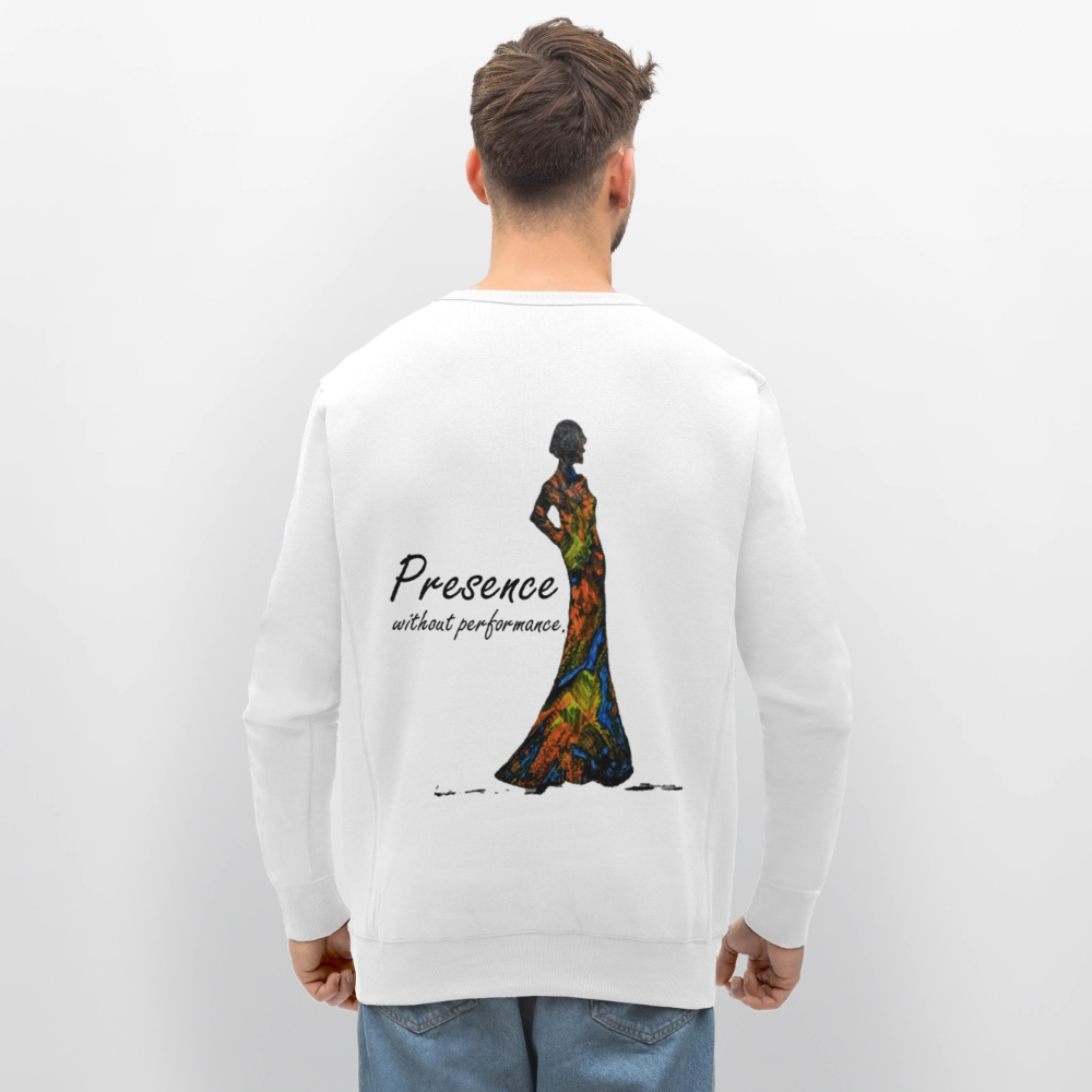 Unisex Bio Pullover Presence Backprint - Weiß
