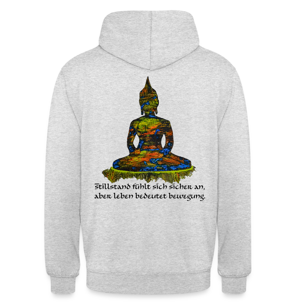 Unisex Hoodie Buddha Backprint - Hellgrau meliert