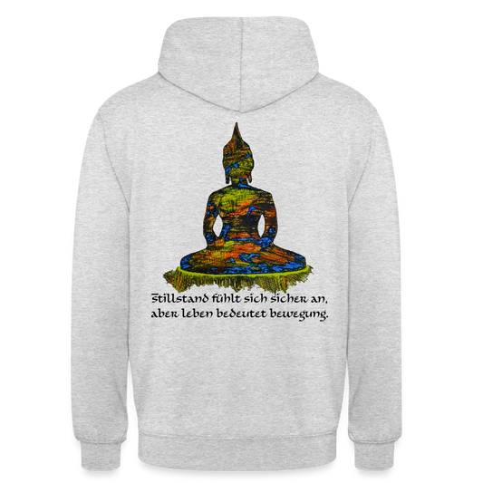 Unisex Hoodie Buddha Backprint - Hellgrau meliert