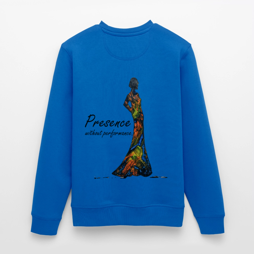 Unisex Bio Pullover Presence Backprint - Königsblau