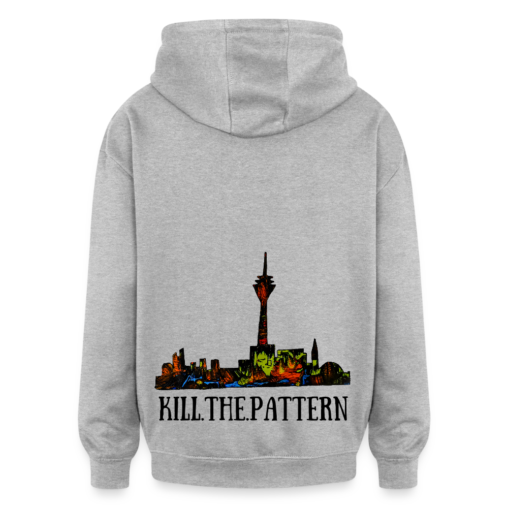 Oversized Unisex Hoodie Düsseldorfer Skyline Backprint - Grau meliert