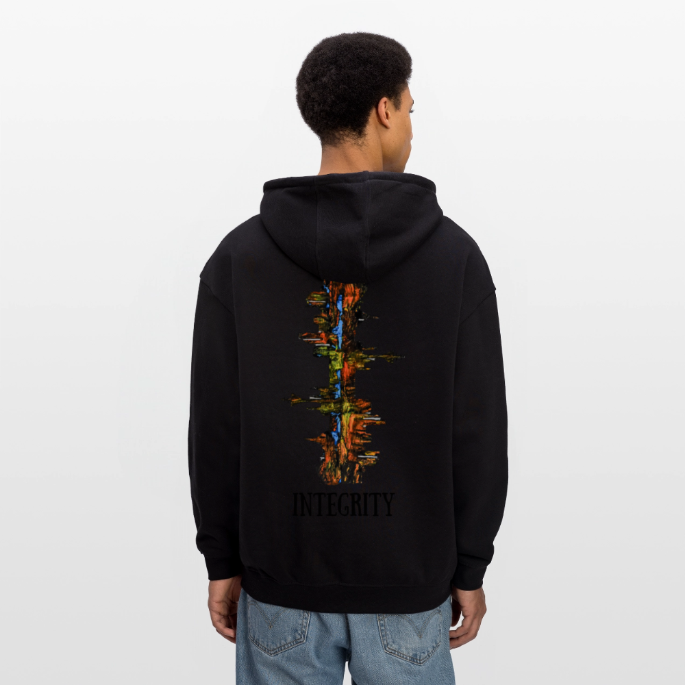 Oversized Unisex Hoodie Düsseldorfer Skyline Backprint - Schwarz