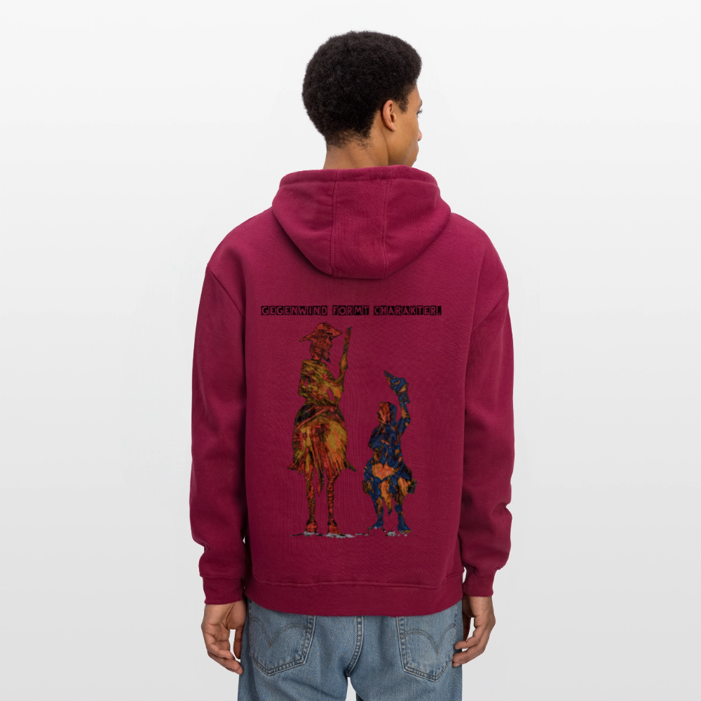 Oversized Unisex Hoodie Don Quixote Backprint - Burgunderrot