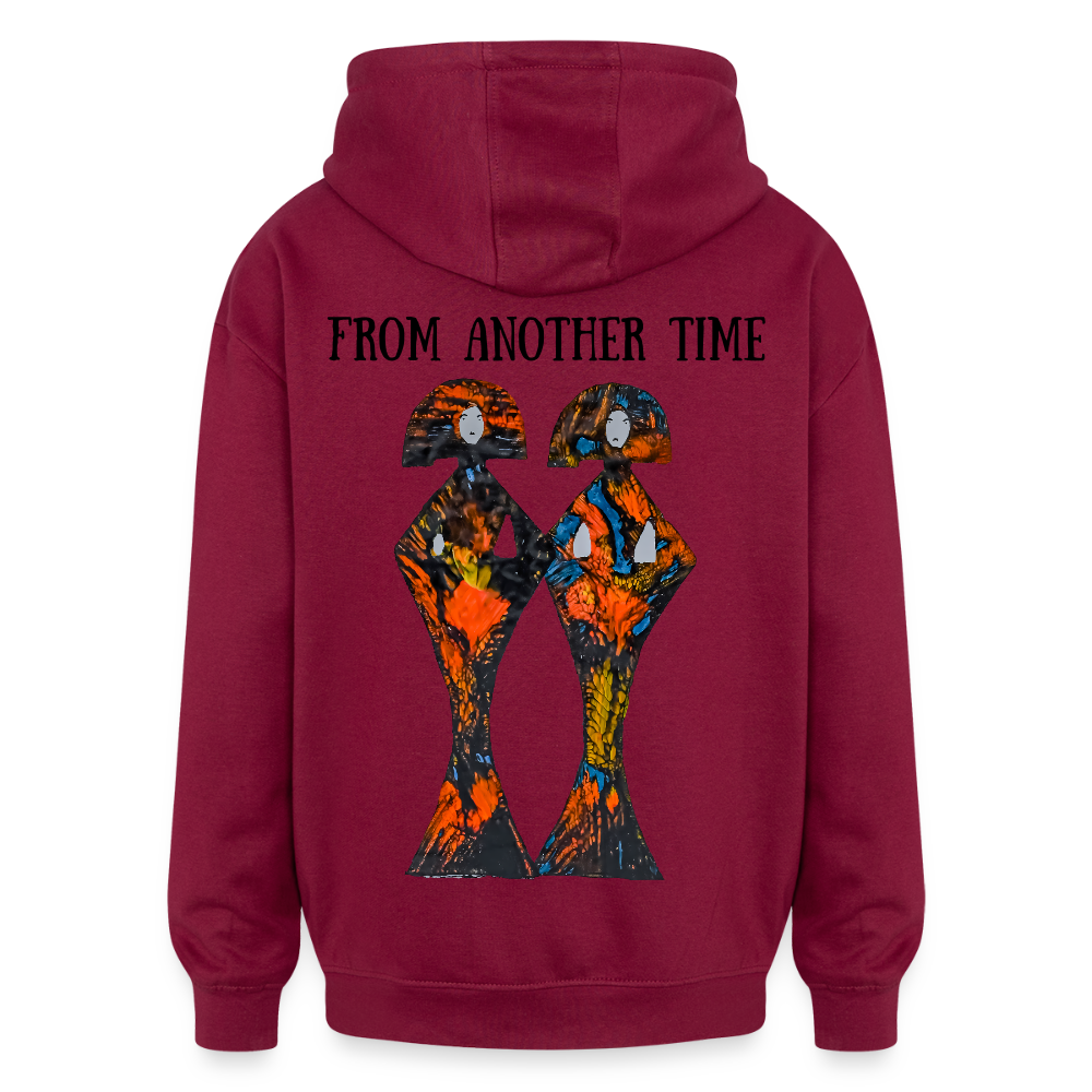 Oversized Unisex Hoodie Geishas Backprint - Burgunderrot