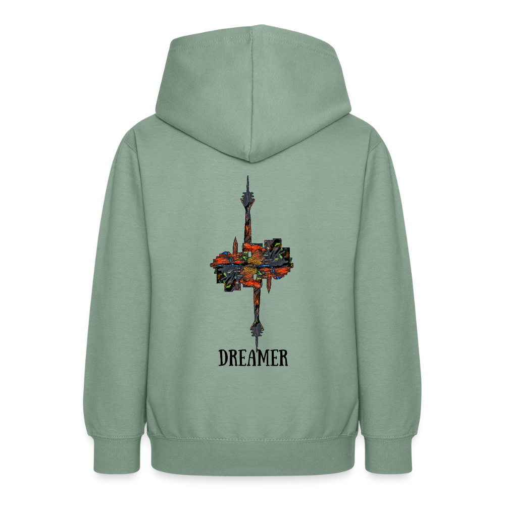 Teenager Hoodie Düsseldorferskyline Backprint - Graugrün