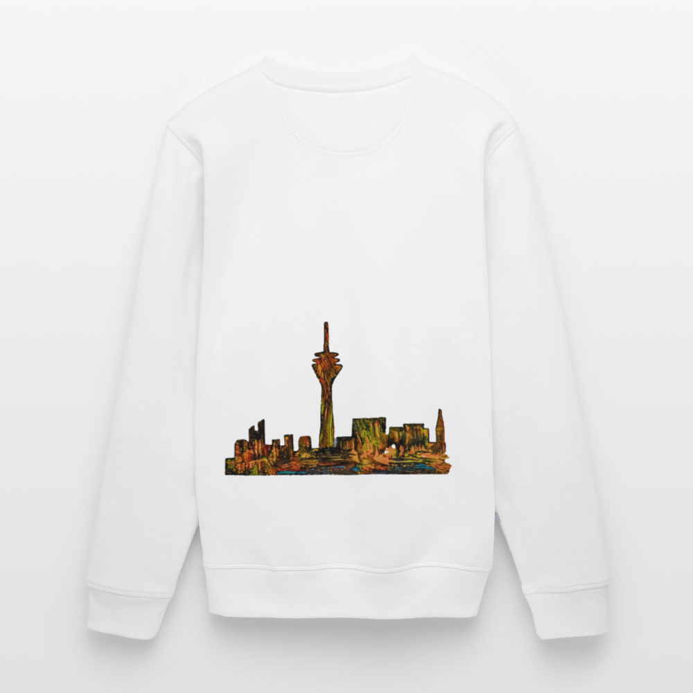 Unisex Bio Pulli Düsseldorfer Skyline Backprint - Weiß