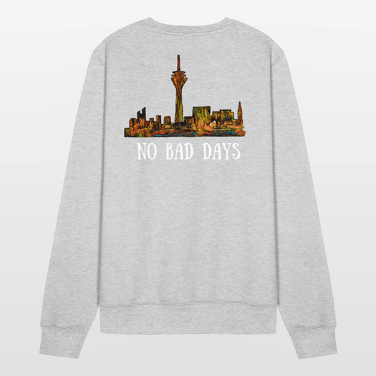 Unisex Pulli Düsseldorfer Skyline Backprint - Weißgrau meliert